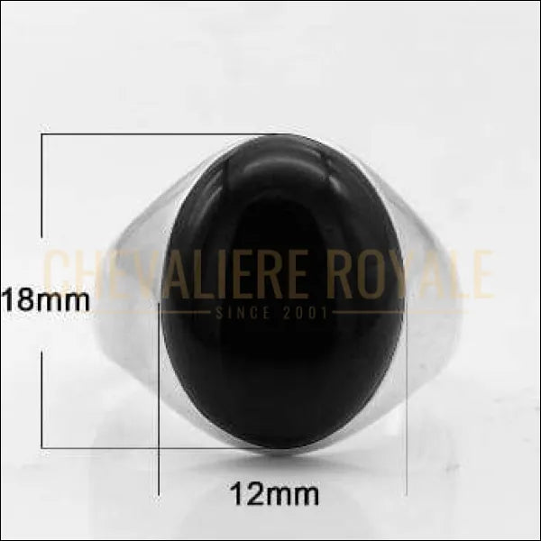 Chevalière royale pour homme argent pierre onyx noir l'énergies protectrices