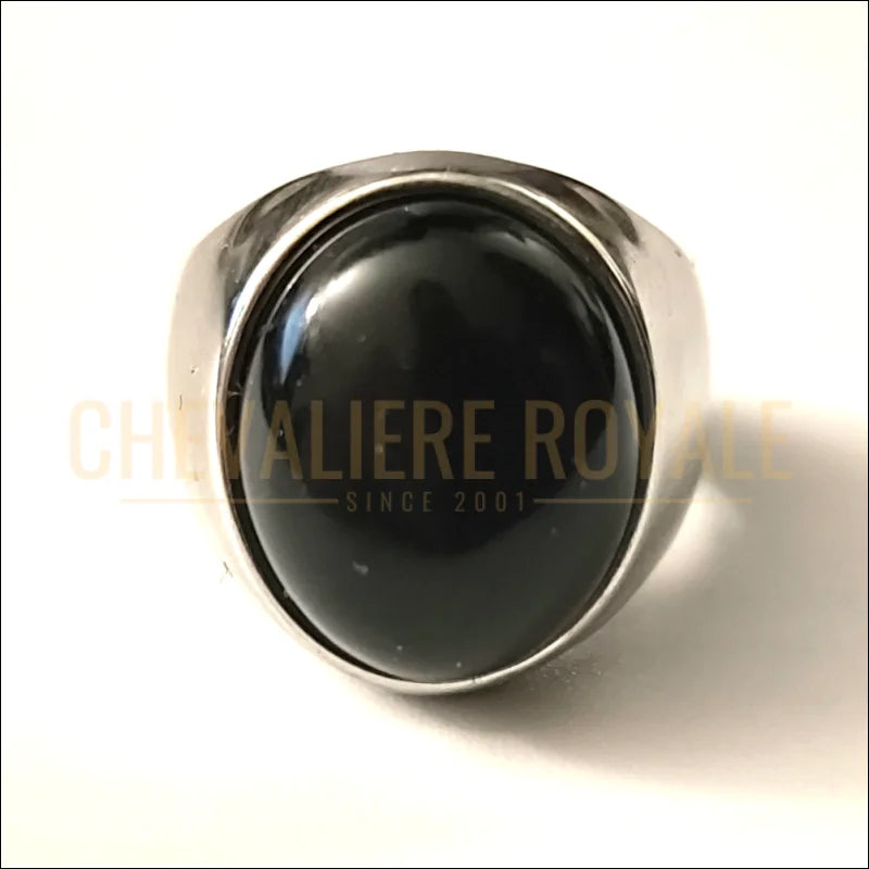 Chevalière homme argent pierre onyx noir l’énergies