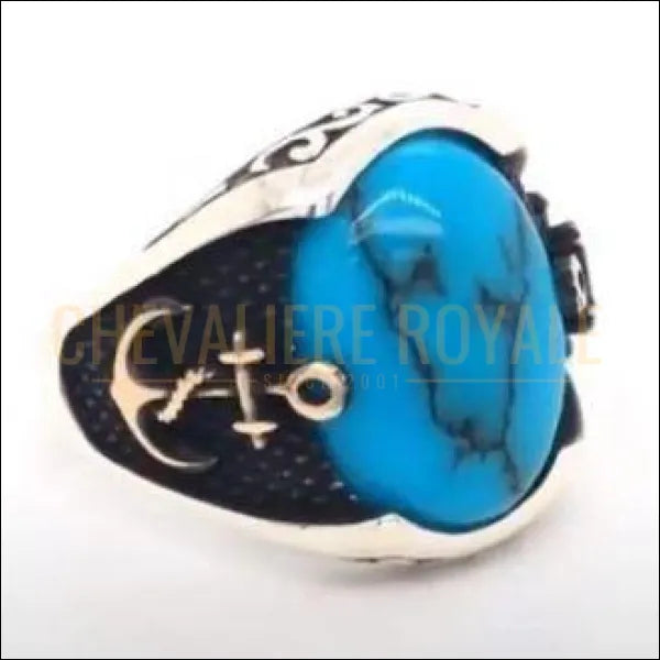 Chevalière royale pour homme argent pierre turquoise le pouvoir de la raison