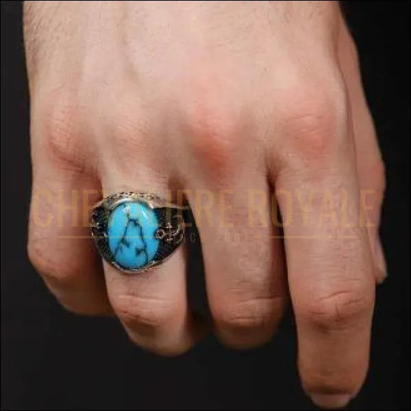Chevalière homme argent pierre turquoise le pouvoir de la raison