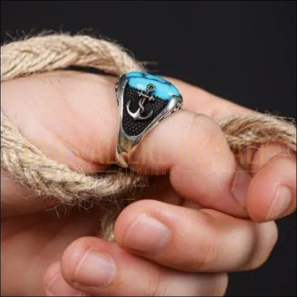 Chevalière homme argent pierre turquoise le pouvoir de la raison