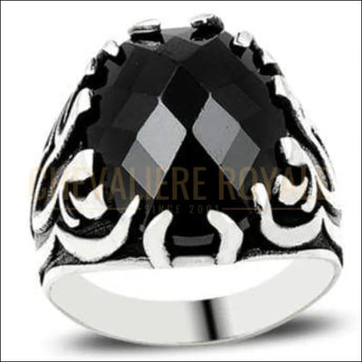 Chevalière homme argent pierre zircon et décorations imperceptibles - Chevalière Royale 