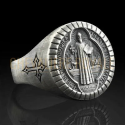 chevaliere homme argent saint benoit 