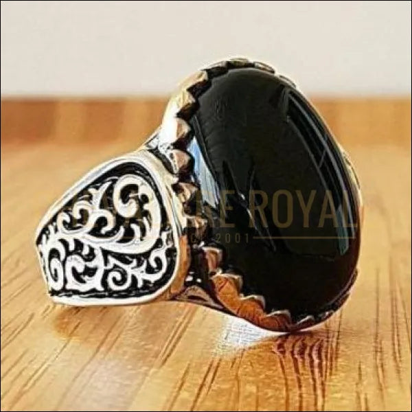 Chevalier royale  homme argent puissance de vénus pierre onyx noir