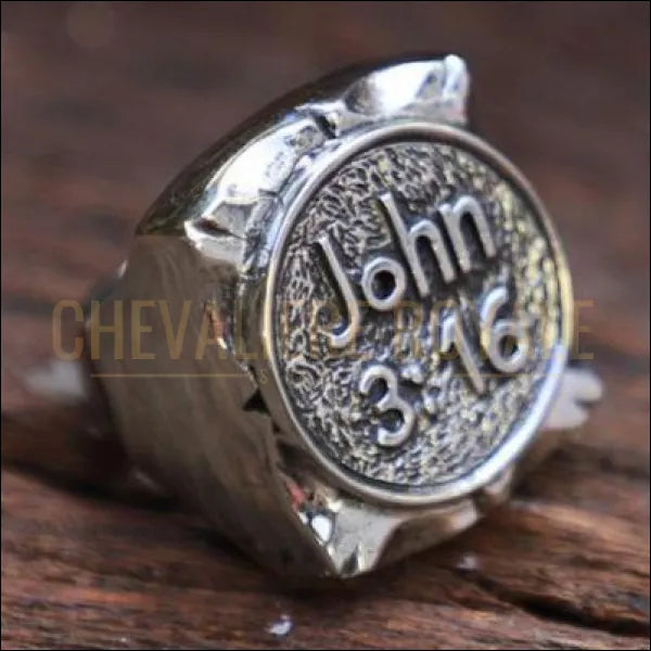 Chevalière royale hommes en argent religieuse verset de la Bible " John 3:16"