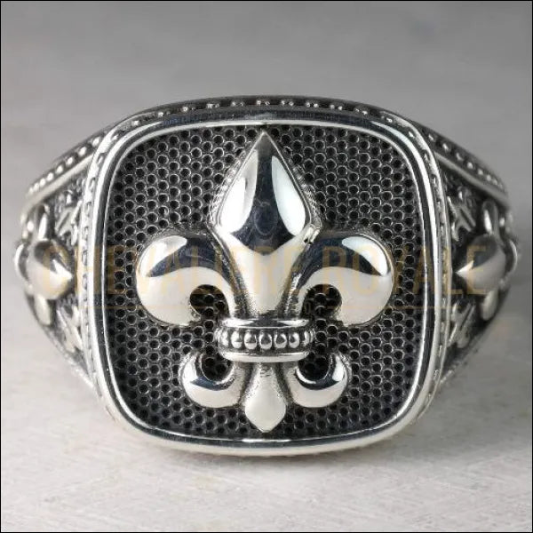 Chevaliere-homme-argent-style-Byzantine-Fleur-de-Lis