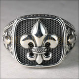 Chevalière homme argent style Byzantine Fleur de Lis