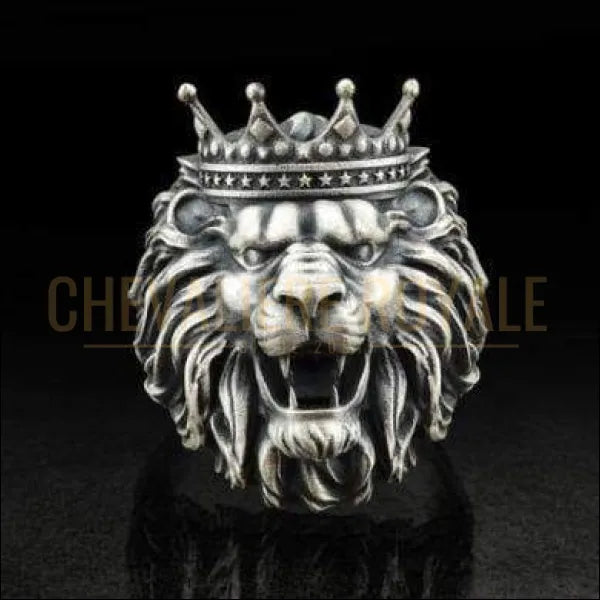 Chevalières pour homme argent touche masculine tête de lion couronné