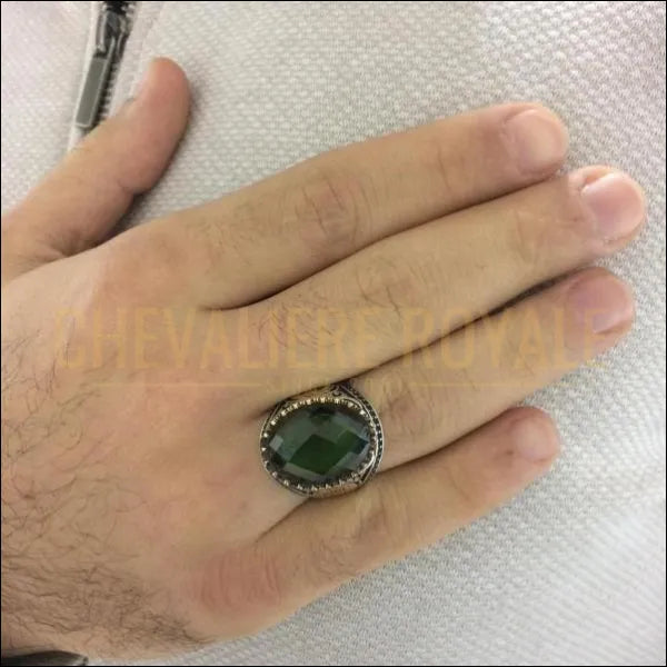 Chevalière homme argent zultanite énergie positive (EY1258) - Chevalière Royale 