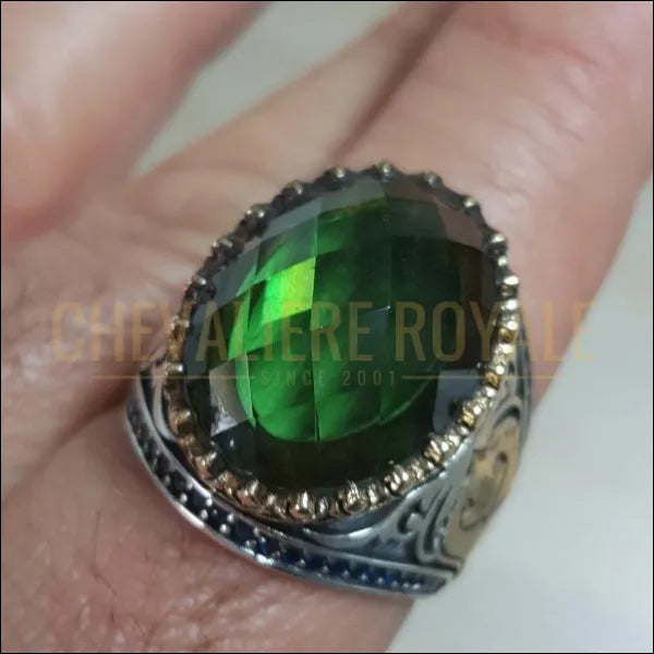 Chevalière homme argent zultanite énergie positive (EY1258) - Chevalière Royale 