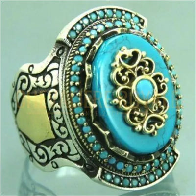 Chevalière pour homme artisanale argent pierre turquoise effet calmant