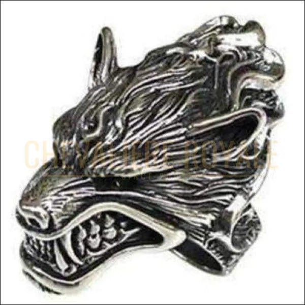 Chevalière pour homme artisanale en argent massif loup-garou féroce