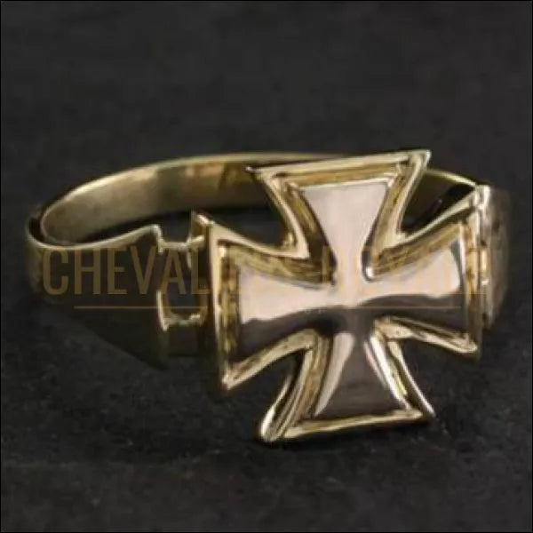 Chevalière royale homme artisanale en or 14K en forme de croix maltaise jésus 