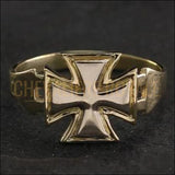 Chevalière homme artisanale en or 14K en forme de croix maltaise