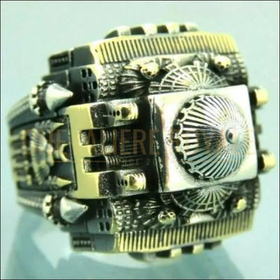 Chevalière homme artisanale style religieuse mosquée en argent 