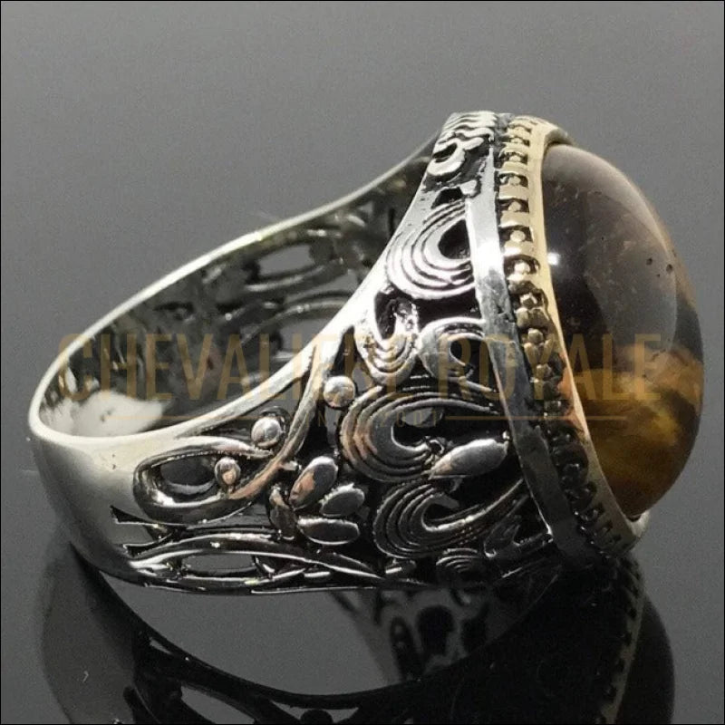 Bague chevalière homme l'œil de tigre d'un charme accrocheur