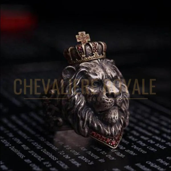 Chevalière royale homme en acier conception le roi lion taille ajustable