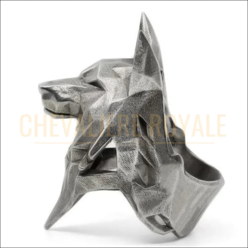 Chevalières royale homme en acier  gothique loup sauvage géométrique