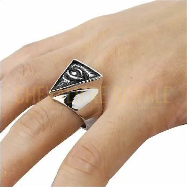 Chevaliere royale-bague homme en acier inox Œil d'Horus mythologie égyptienne inox