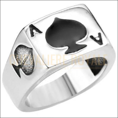 Chevaliere Royale - bague homme en acier inox pour joueur de poker AS de pique