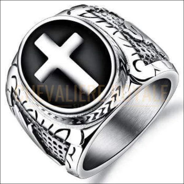 Chevaliere Royale - bague homme en acier inox Sainte Croix Chrétienne 22 gr