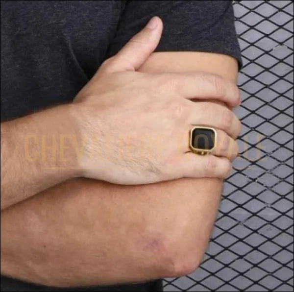 Chevalière homme en acier Inoxydable de 14 g perfectionné GOLD 
