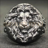 Chevalière homme en argent artisanale tête de lion faite à la main