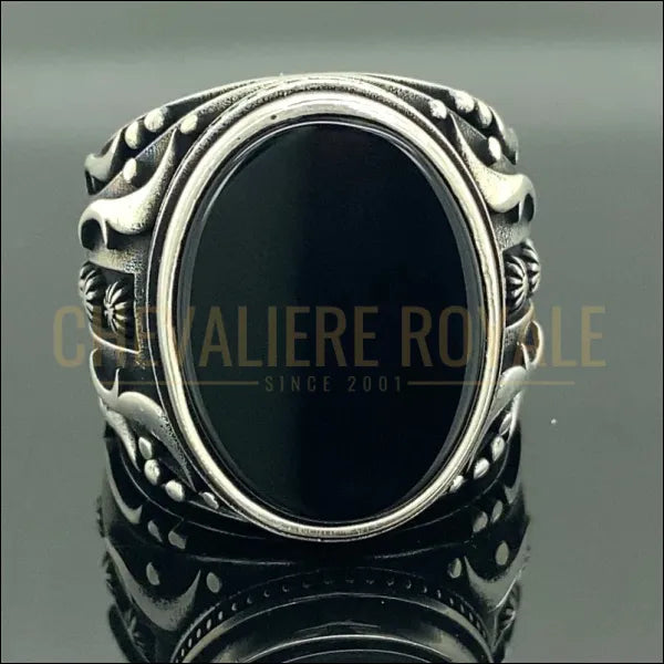 Chevalière Homme en Argent avec Onyx Noir : Élégance et Pouvoir-Chevaliere  Royale- 1