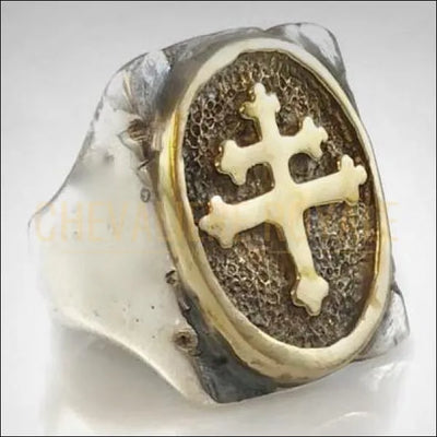 Chevalière royale homme en argent croix de Lorraine le pouvoir royal 