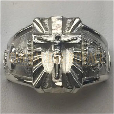 Chevalière Royale homme en argent estampillé 925 Sacré Cœur de Jésus