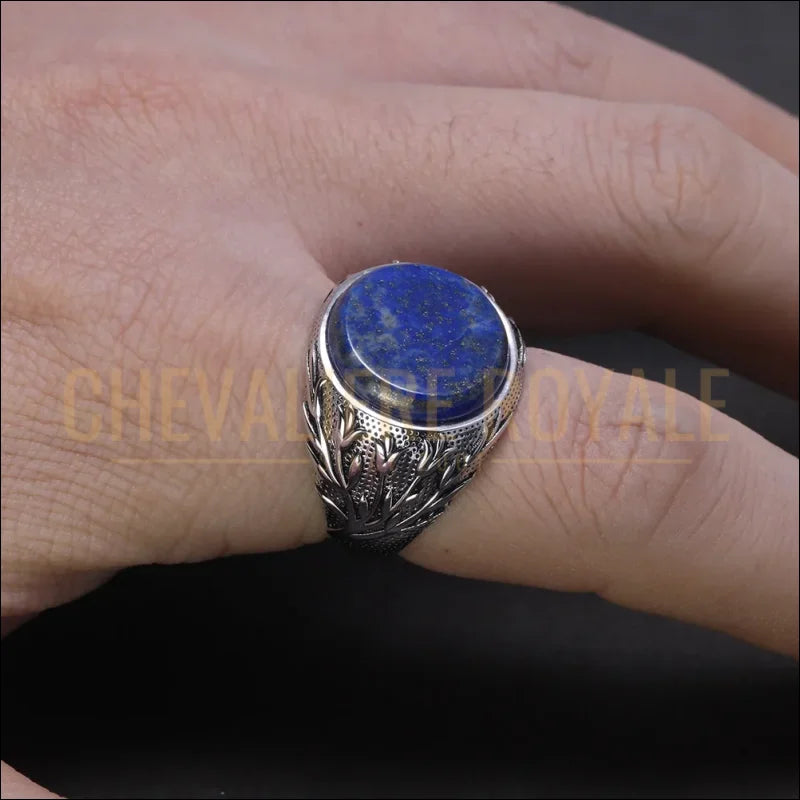 Chevalière homme en argent et lapis-lazuli véritable