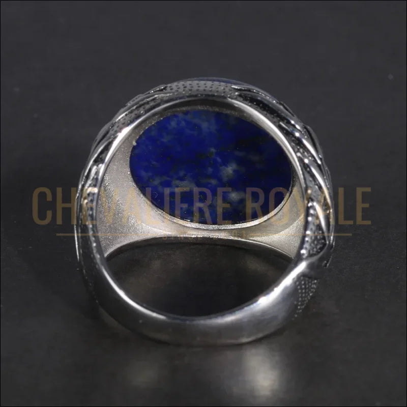 Chevalière homme en argent et lapis-lazuli véritable