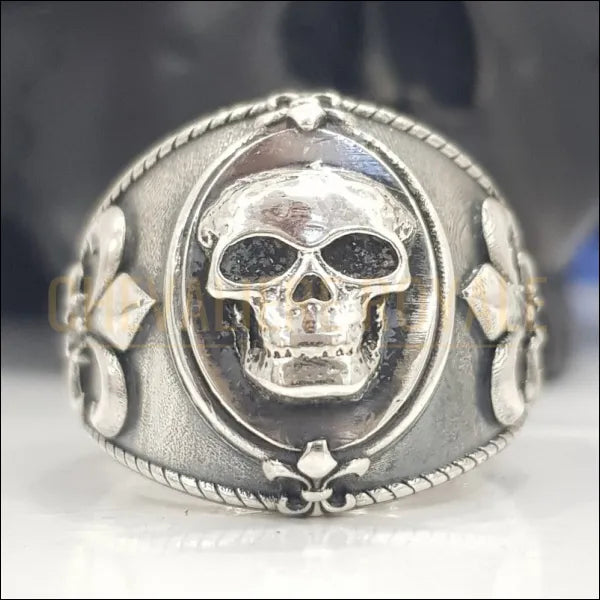 Chevalière Homme en Argent Massif : Bague "Memento Mori"-Chevaliere Royale-885