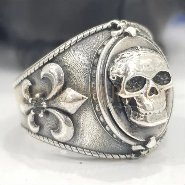 Chevalière Homme en Argent Massif : Bague "Memento Mori"-Chevaliere Royale-545