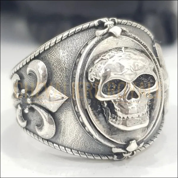 Chevalière Homme en Argent Massif : Bague "Memento Mori"-Chevaliere Royale-