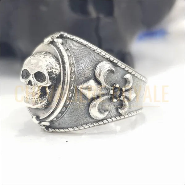 Chevalière Homme en Argent Massif : Bague "Memento Mori"-Chevaliere Royale-46