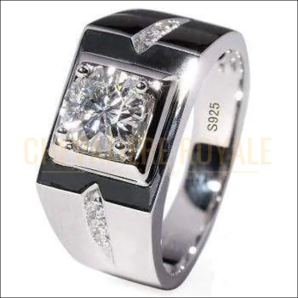 Chevalières Royale pour homme en argent pierre méticuleusement ouvragée
