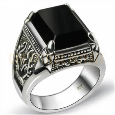 Chevalière homme en argent quatre crochés et les motifs royaux - Chevalière Royale 