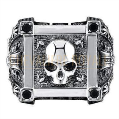 Chevalière homme en argent relief de crâne taille ajustable 3D en promotion
