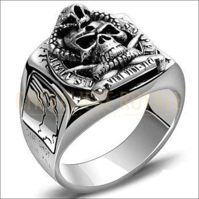 Chevalière homme en argent style biker American soldier sniper - Chevalière Royale 