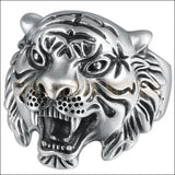 Chevalière homme en argent tête de tigre taille ajustable totem