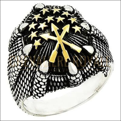 Chevalière homme en argent trois flèches et symbole d'amour - Chevalière Royale 