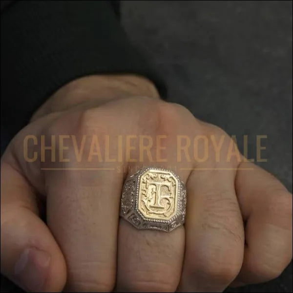 Chevaliere-homme-argent-or-personnalisable-avec-initiale.pas-cher-royale