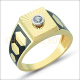 Chevalière homme en or 14 carats avec une pierre solo zircon