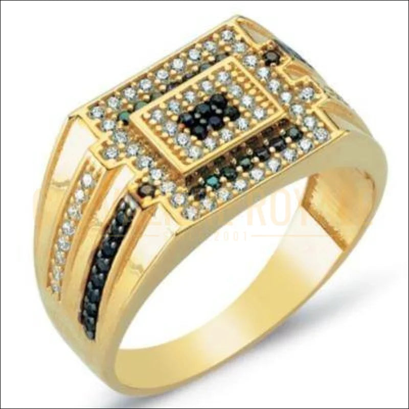Chevalière pour hommes en or 14 carats pavée de diamants 