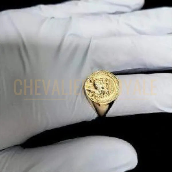Chevalière royale homme en or 14k ou 18k le Seigneur jésus-Christ jaune