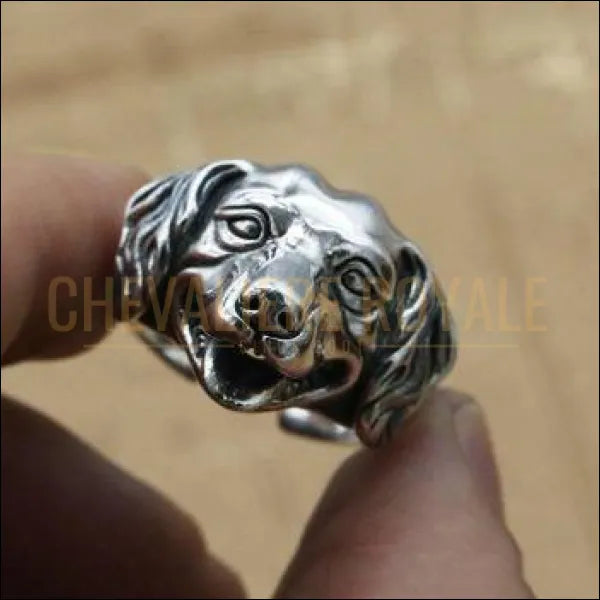 Chevalière Royale - bague  homme femme argent en forme d'un chien ajustable bijoux pas cher