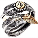 Chevalière homme femme argent plume de l'amour de liberté