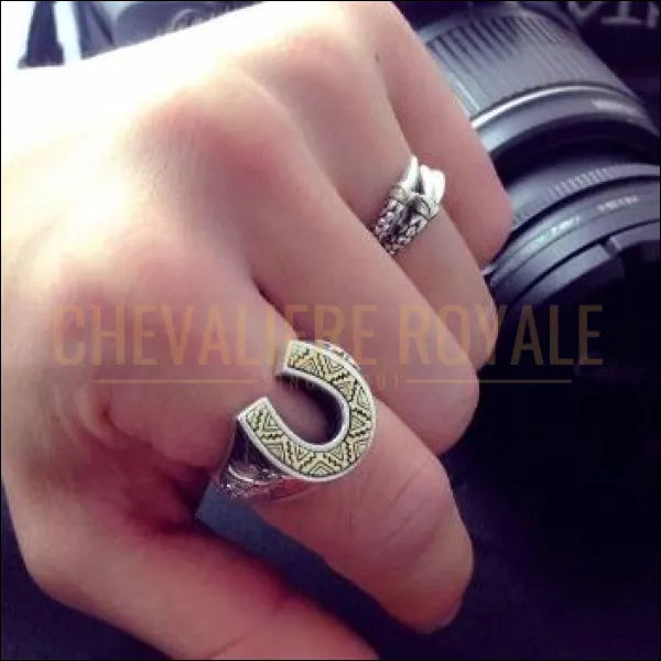 Chevaliere Royale-bague homme femme en argent fer à cheval cavalier indien gothqieu pas cher