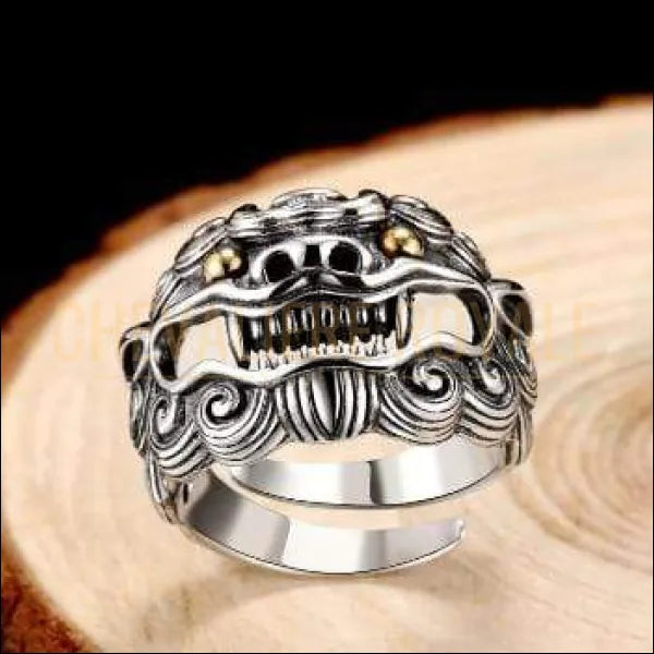 Chevaliere royale - bague homme femme en argent tête de dragon géants  gothique bijou 